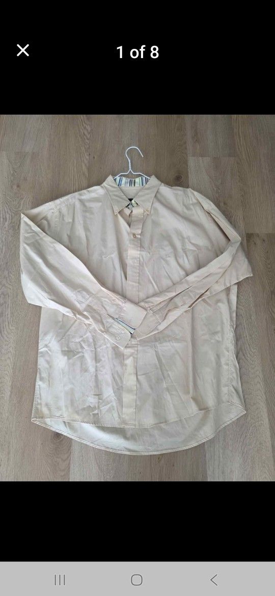 New Authentic BURBERRY dress Shirt Beige Long Sleeve SIZE Large
