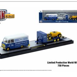 M2 Machines 1948 Ford Parcel Truck & 1932 Ford Roadster, distinguished by striking Gold chrome accents for the ultimate standout in any collection.