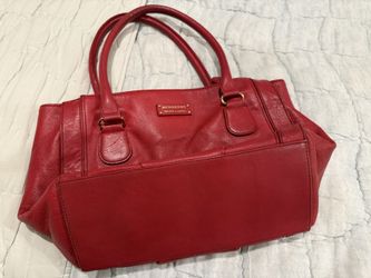 Burberry blue label red leather tote