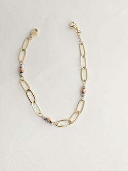 10kt Real Gold Paperclip Fancy Bracelet