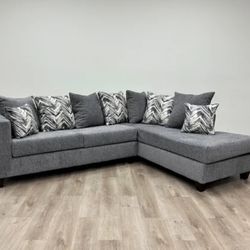 2PC GREY SECTIONAL LINEN 