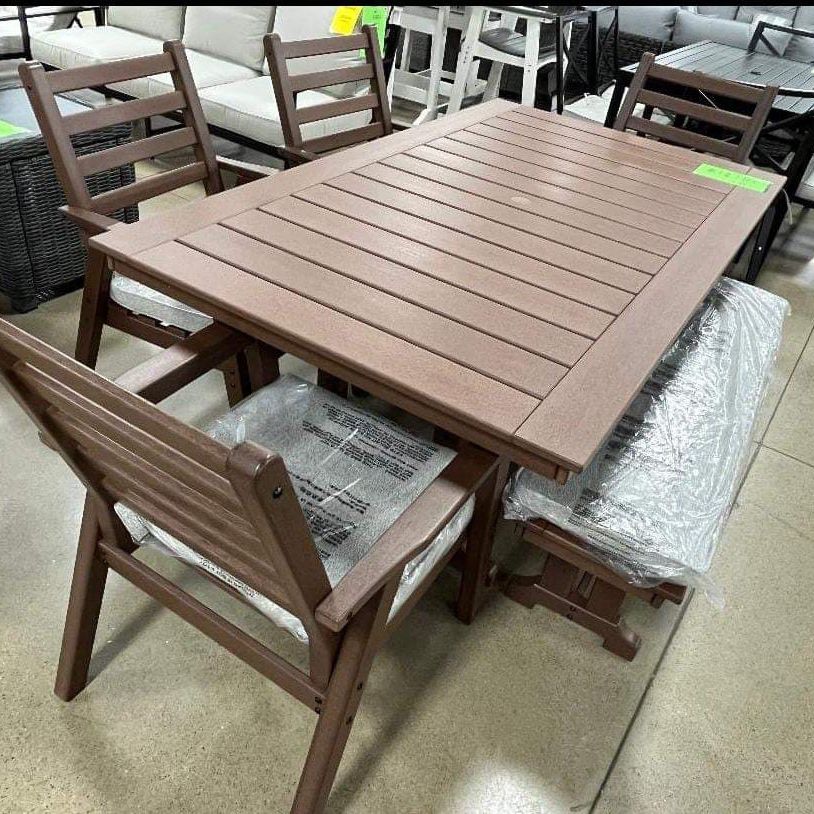 Ashley Emmeline Outdoor Table 4 Chairs with Bench Finance and Delivery Available 