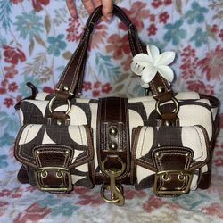 Coach Linen Mandy Legacy Satchel