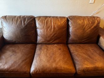 Brown Leather 3-Seat Sofa