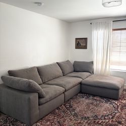 Gray Modular Cloud Couch With Ottoman