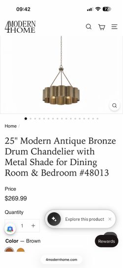 4modernhome 25" Modern Antique Bronze Drum Chandelier with Metal Shade for Dining Room & Bedroom #48013