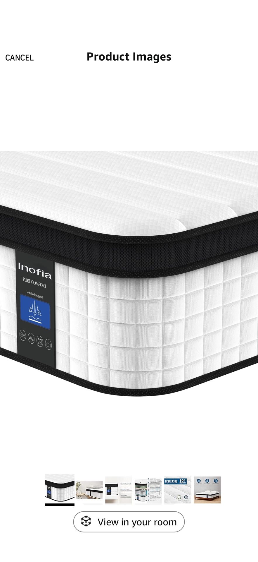Inofia Twin XL Mattress, 12 Inch Hybrid Innerspring Single Mattress Cool Bed, Breathable Soft Knitted Fabric Cover, Twin XL Size