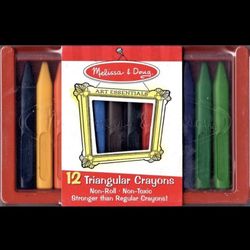 MELISSA & DOUG #413 ART ESSENTIALS 12 TRIANGULAR CRAYONS, AGES 3+ - NEW SEALED!
