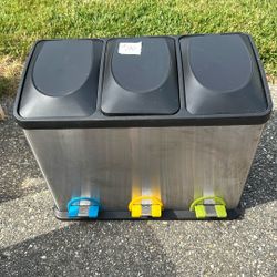 3 Compartment stainless Steel Trash Can!