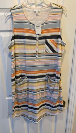 Brand New J. Jill multi colored Striped Summer Dress with pockets NWT size Large