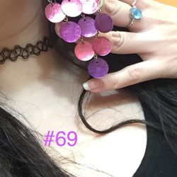 Pretty dangling Pink & purple Shell circles hook earrings large NEW handmade  