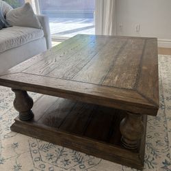 Pottery Barn Lorraine 54” Coffee Table – Rustic Brown – Excellent Condition