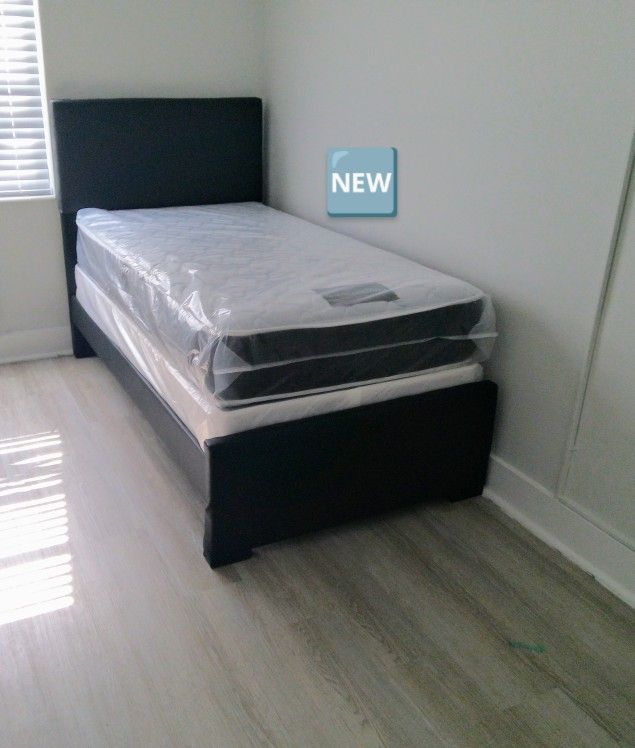 $275 Twin Bed Frame With Mattress And Boxspring Brand New Free Delivery