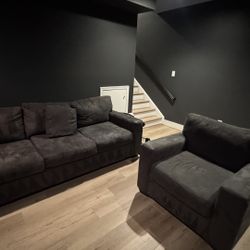 FS: Charcoal Sofa Armchair Set $300 Pet & Smoke Free Home