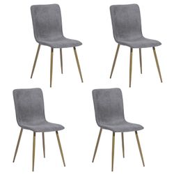 Homy Casa SCARGILL DARK GREY Ⅰ Modern Dining Chair, Fabric Seat, Golden Steel Frame, 44x54x87cm ,Open Box