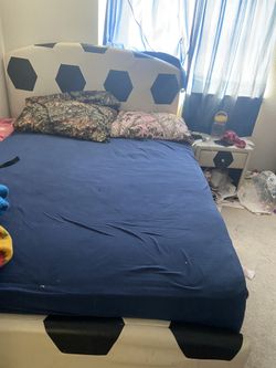 Soccer Storage Full Bed Frame And 2 Matching Nigh Stands