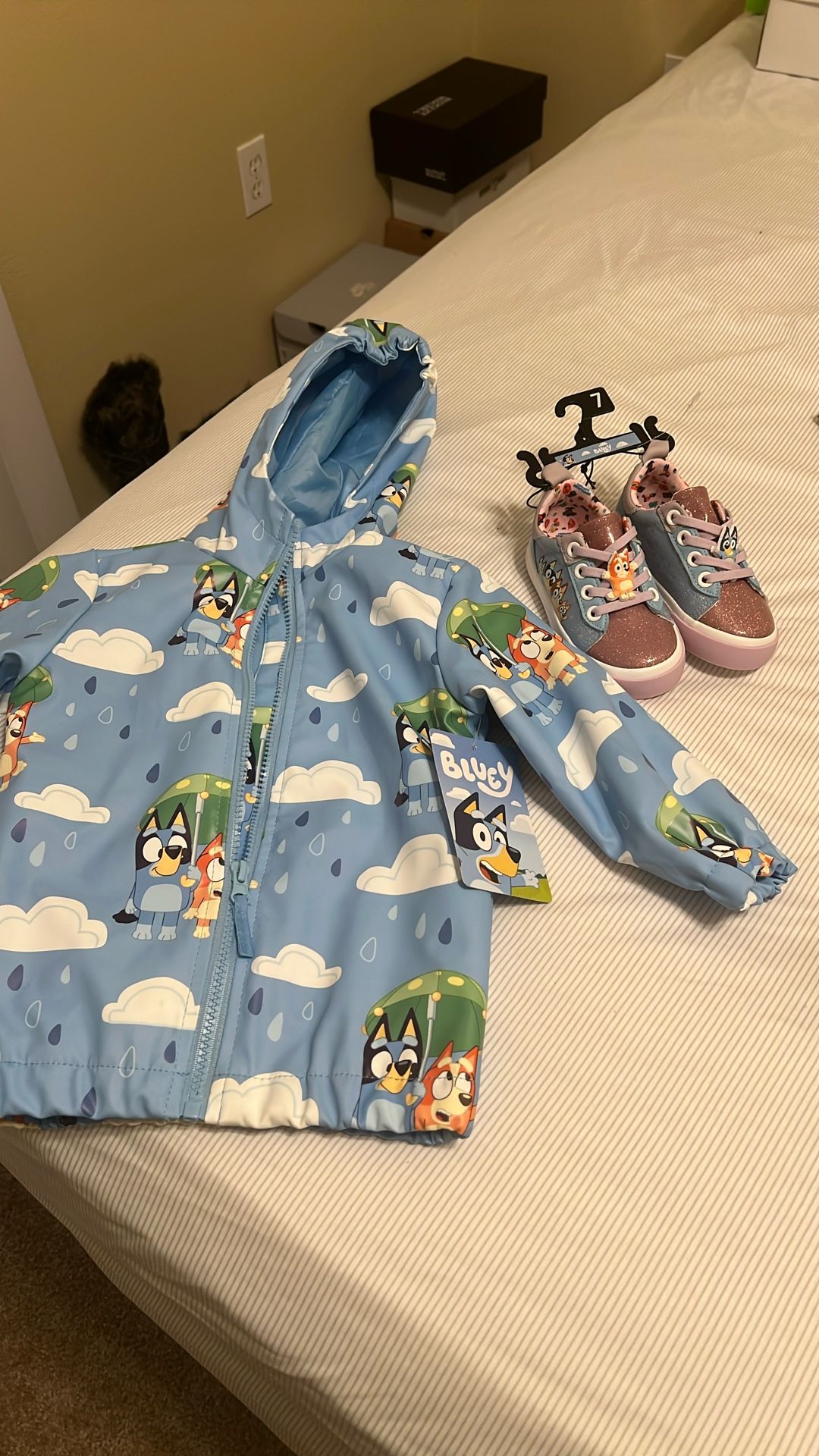 Bluey Rain Coat With Bluey Gym Shoes