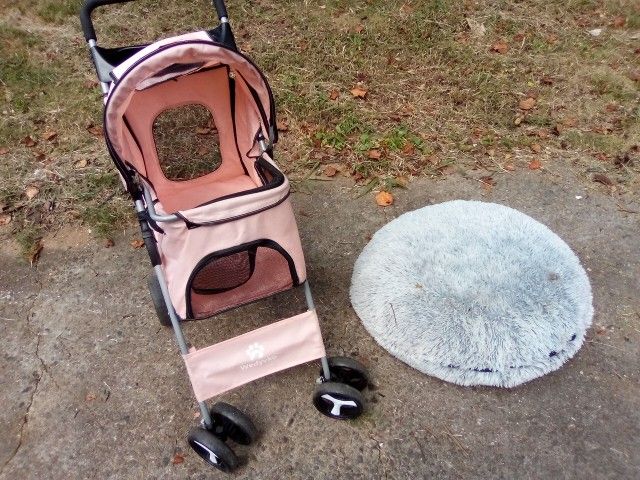 Pink Pet Baby Stroller+Pillow Grey