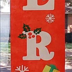 WELCOME MERRY CHRISTMAS RED COLUMN FLAGS $15