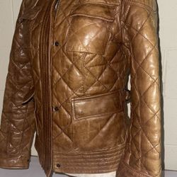 Eddie Bauer Quilted Leather Jacket Size S 