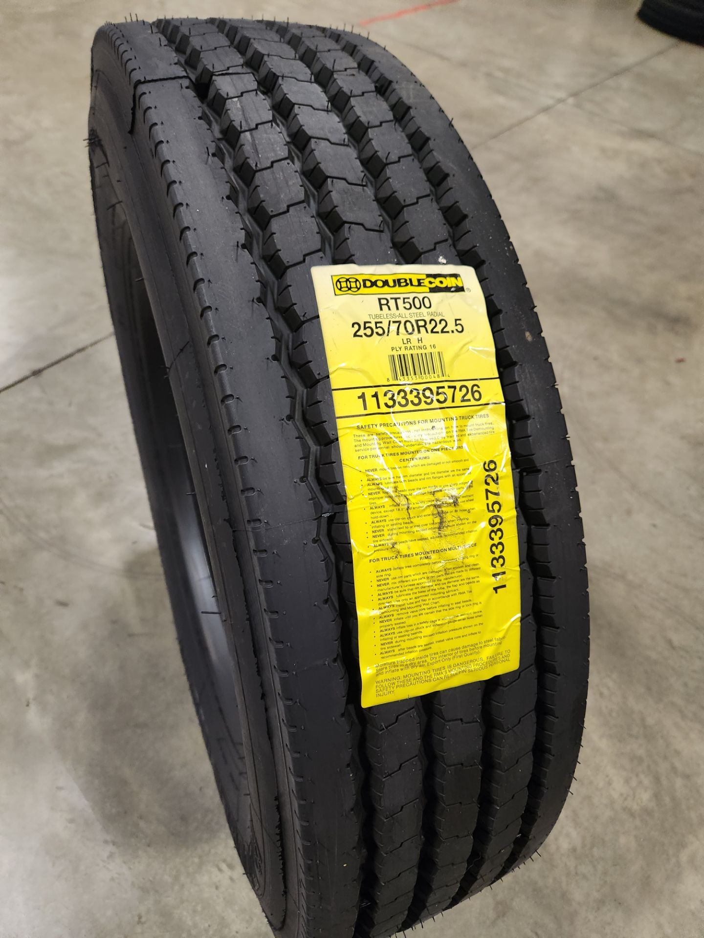 Semi Truck TRAILER Tires 255/70/22.5. 16ply. Double Coin RT500