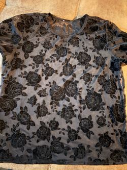 Black floral transparent top