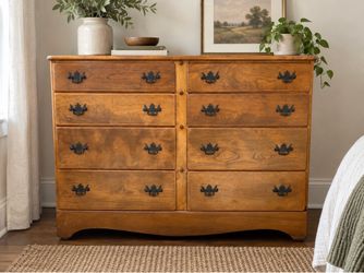 Vintage 8-Drawer Wood Dresser Sideboard – 45” Wide