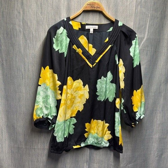 Banana Republic Floral Black Blouse size small
