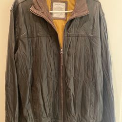 Mens Size Large Tommy Bahama Dark Brown Leather Jacket