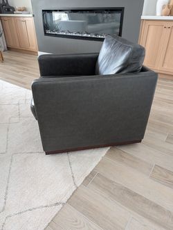 Leather Swivel Chair - Charcoal/Black Color