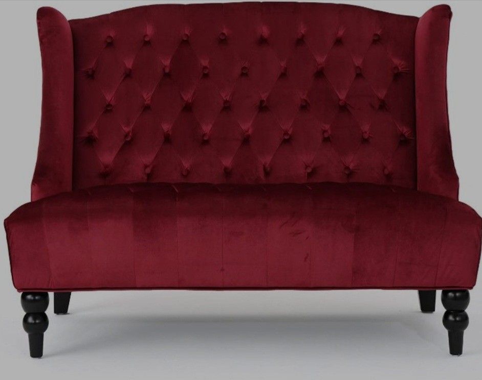 Velvet Wingback Loveseat