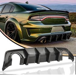 New WildWell Charger Rear Diffuser for Dodge Charger Widebody SRT Hellcat Scat Pack 2020-2024 Carbon Fiber Style(B595)