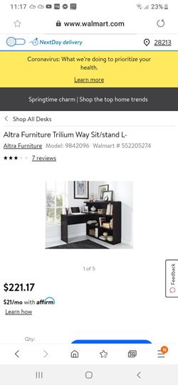 New in box L-shaped desk espresso see pictures for dimensions