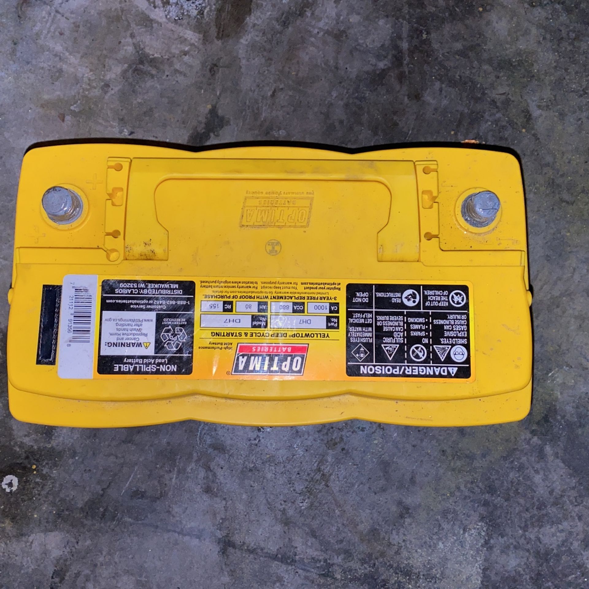 Yellow Top Optima Battery Dh7