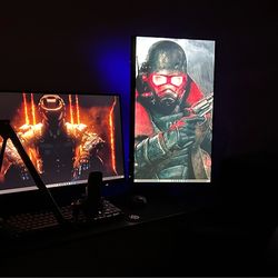 Gaming Setup – RTX 4060 PC + Dual Monitors, Keyboard