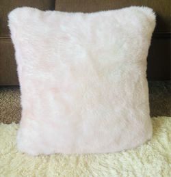 Super Soft Fuzzy Beautifully Colored Light Pink Pillow, 18”x17”, NEW