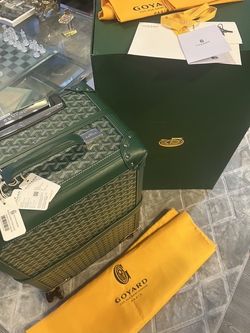 Goyard Bourget PM Green Rolling Luggage