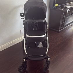 Mockingbird stroller with mockingbird cup holder and sitand stand scooter