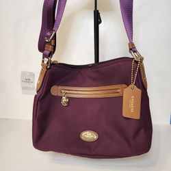 NEW Coach Sawyer Plum Canvas Crossbody NWT