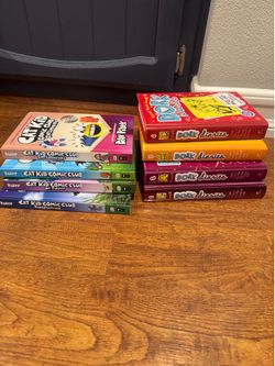 8 books: 4 Dork Diaries 4 Cat Kid Graphic Novels