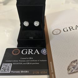 Halo Moissanite Earrings  1.0ct