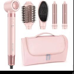 5 in 1 Hair Dryer Brush 
– Fast Blow Dry & Curling Styling Tool for Frizz-Free Volume, Smooth Hair & No Heat Damage 
– Includes Travel Bag
Open box 