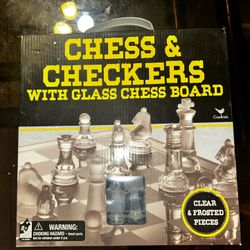 Chess & Checkers Glass Board Game 