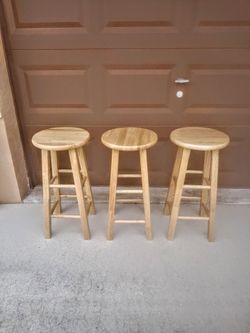 Set of 3 Wooden Stools