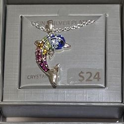 Multi Color Dolphin Pendant With Chain