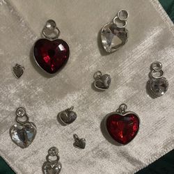 Bundle Of 10 Heart Design Pendants And Charms 