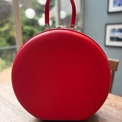 Vintage Airway 16” Round Red Train Vanity Case Luggage – Mid Century