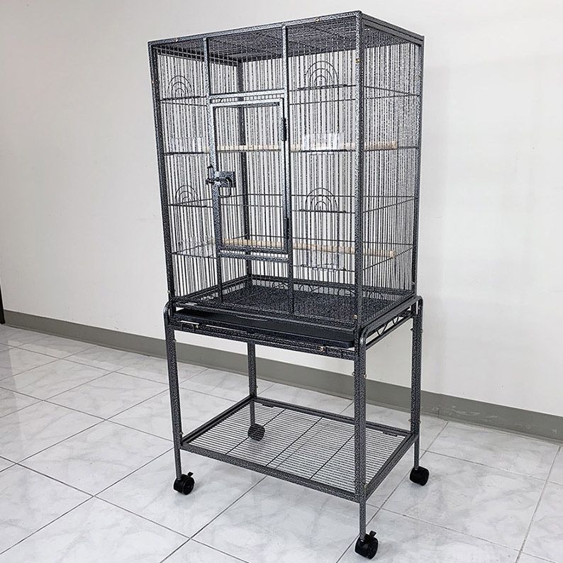 (New in Box) $95 Large 53” Tall Bird Cage 24x17x53” with Rolling Stand and Plastic tray