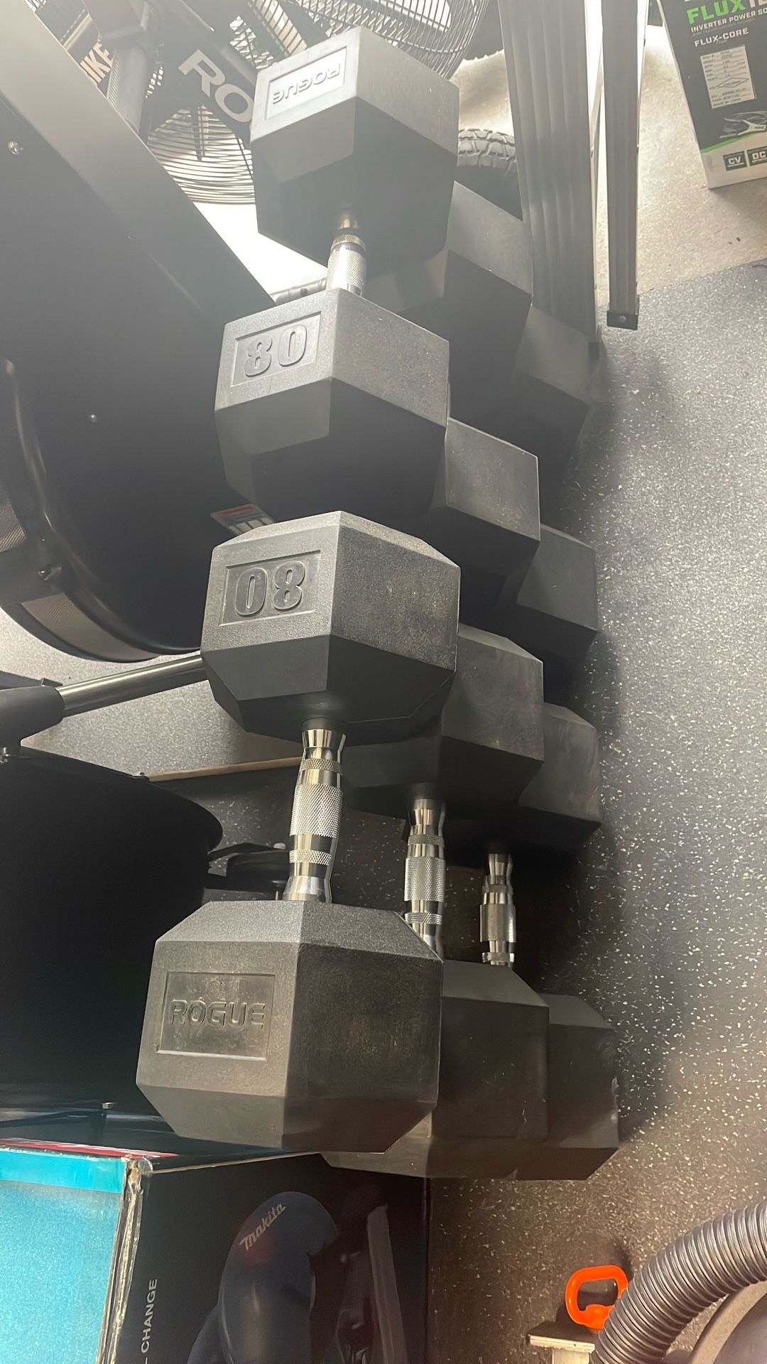 Rogue Dumbbells. (80, 90, 100 lbs pairs)