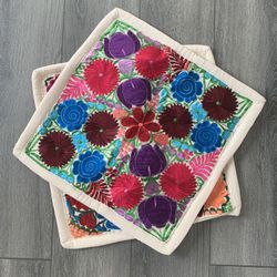 White Mexican cushion cases pillow pair